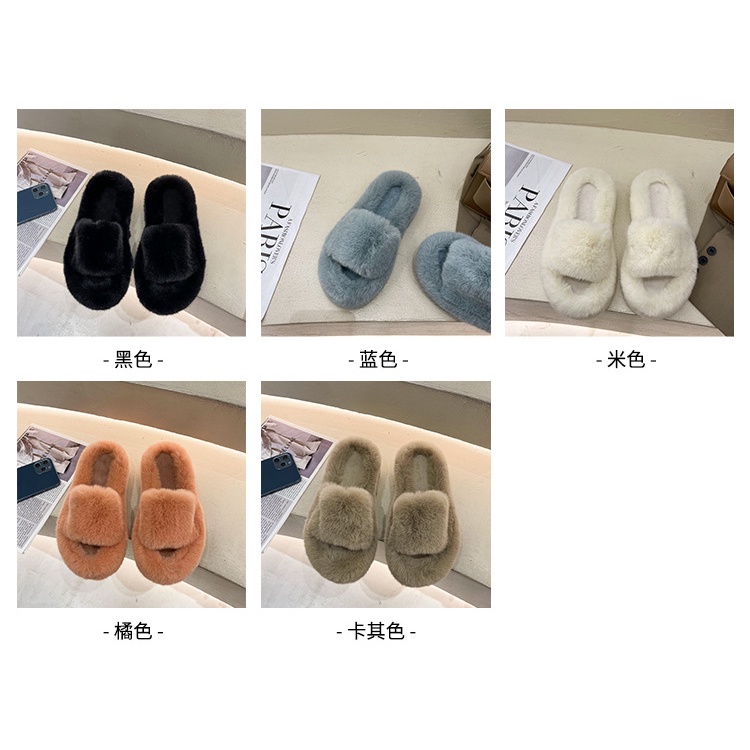 5cm Dép cotton Hở Ngón Phối Lông Dày Thời Trang Thu Đông 2023 Cho Nữ