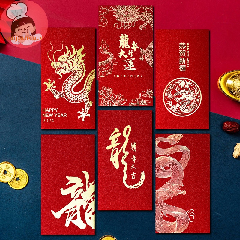 Yanca Set 6 Bao Lì Xì Hình Rồng Đỏ May Mắn Cho Năm Mới 2024 vn