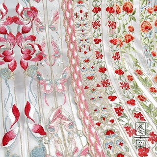 Phụ kiện vải ren thêu trang trí viền cổ áo hanfu diy