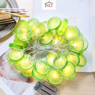 Dây đèn trang trí hình lát chanh dễ thương cute 20 bóng, 10 bóng - màu xanh phù hợp trang trí giáng sinh Noel Tết