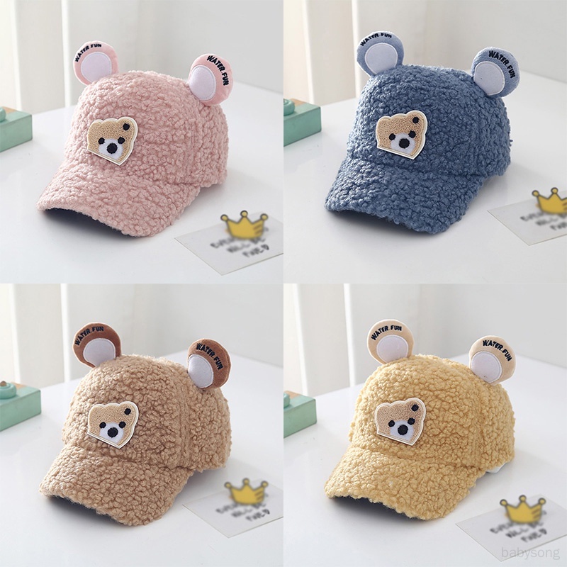 Mũ Bóng Chày Mềm Mại Thoáng Khí Thân Thiện Với Da In Hình Gấu Hoạt Hình Dễ Thương Ấm Áp Co Giãn Tốt