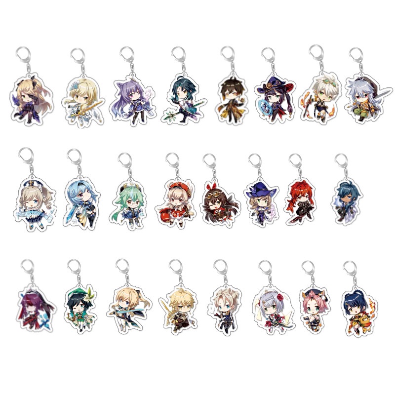 Genshin Móc Khóa acrylic Một Lớp In Hình eula klee xiao zhongli Ventti