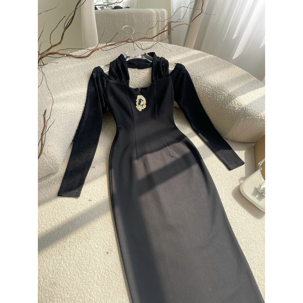 ĐẦM TAY DÀI ĐÍNH TAG - J05228