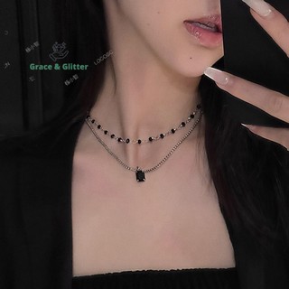 Vòng cổ hạt hai lớp màu bạc / màu sắc lấp lánh thời trang cho nữ