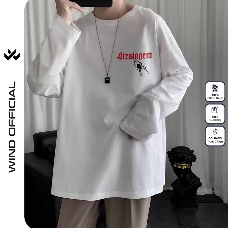 Áo thun tay dài WIIS phông unisex form rộng SPIDER WEB thời trang sweater oversize