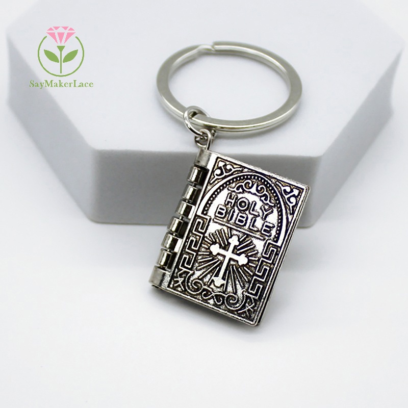 Móc Khóa mini Bằng Hợp Kim Hình Thánh Giá Chúa Giêsu Chữ Tiếng Anh Kinh Thánh Cổ Điển