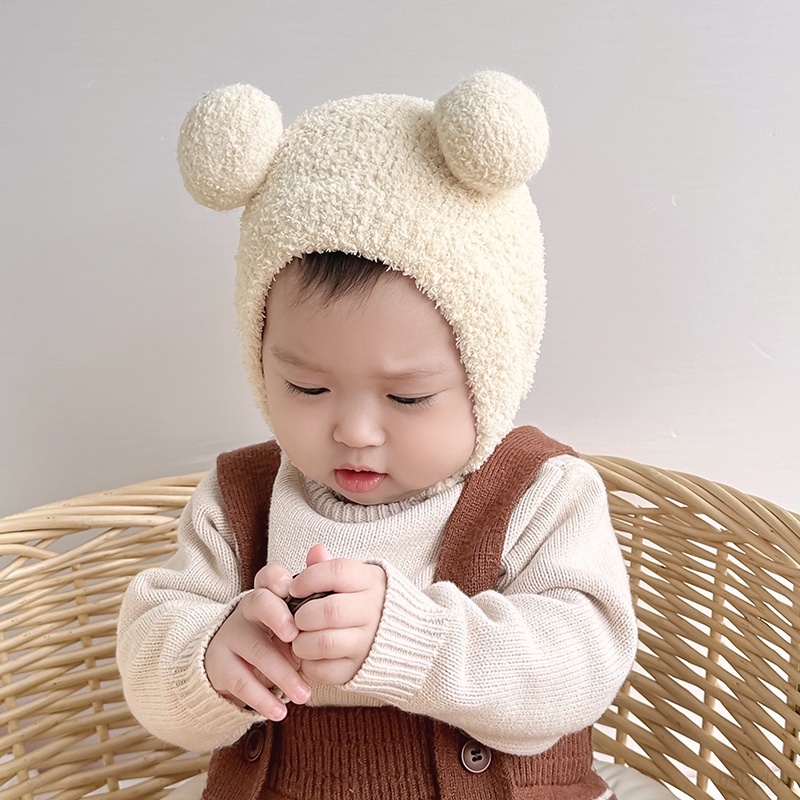 Mũ Giữ Ấm Mùa Thu Và Mùa Đông Bảo Vệ Tai Thoải Mái Hai Quả Bông Phong Cách Hàn Quốc ins Mới Bảo Vệ Tai Cho Bé