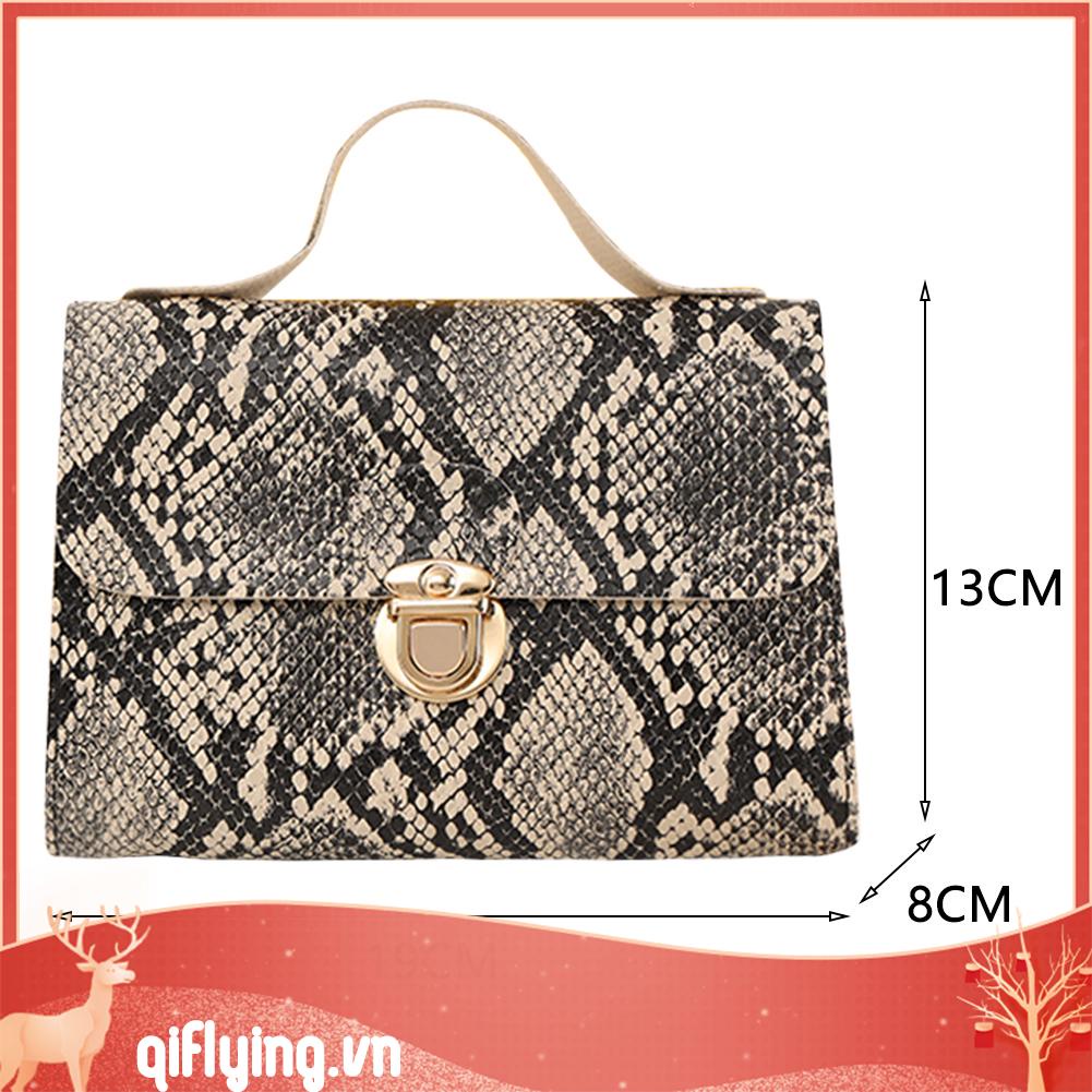 Túi Xách Đeo Vai Bằng Da pu Hình Vuông Nhỏ In Họa Tiết Da Rắn Phong Cách vintage