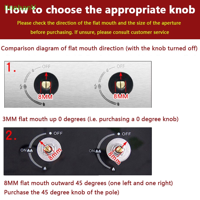 Set 2 Nút Vặn Bếp Ga Lò Nướng 6 / 8mm Màu Bạc Thông Dụng