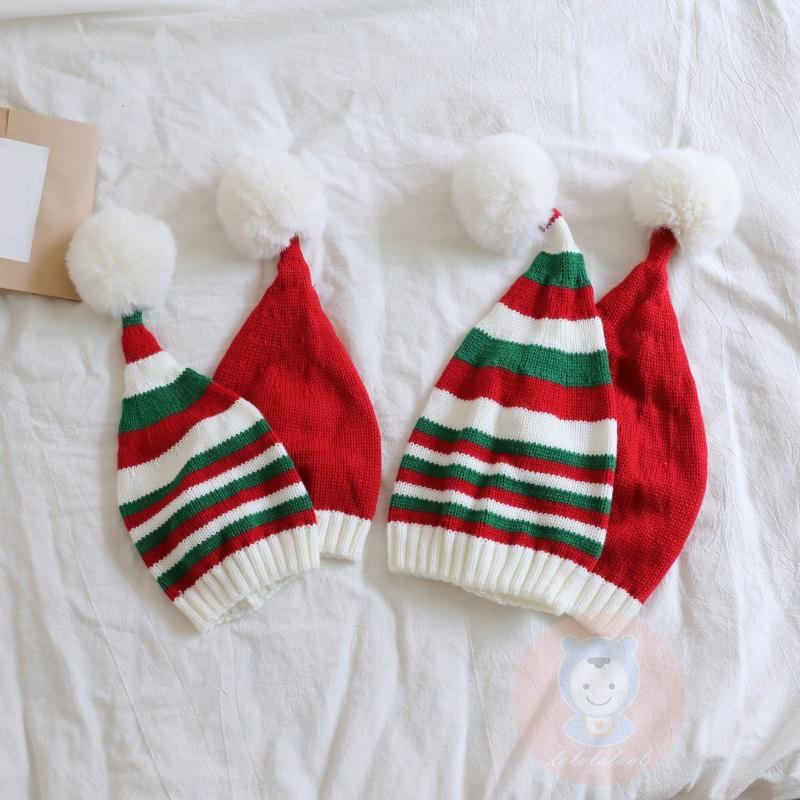 Mũ Len Trùm Đầu Họa Tiết Kẻ Sọc Thời Tiết Giáng Sinh laa6