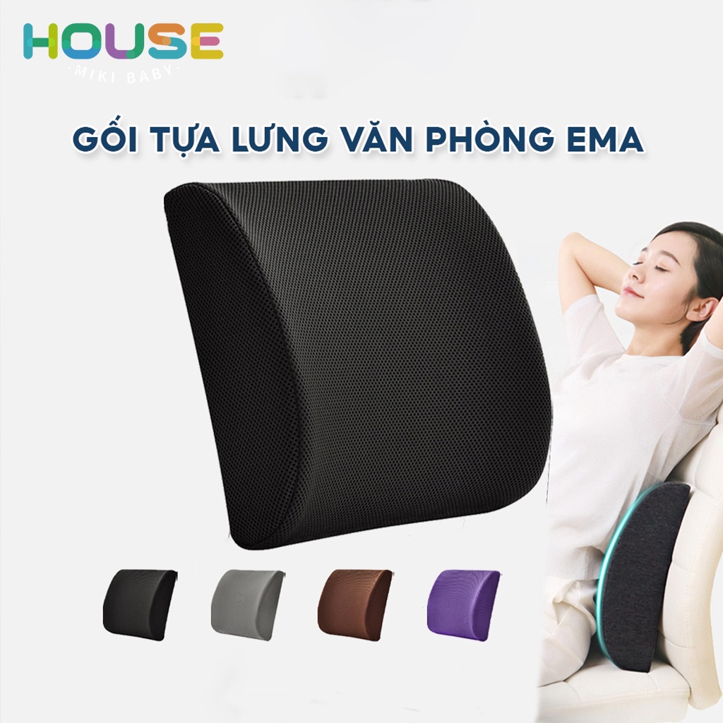 [MBH]Đệm tựa lưng ghế văn phòng, ô tô cao su non Ema - Vỏ gối 4D tổ on