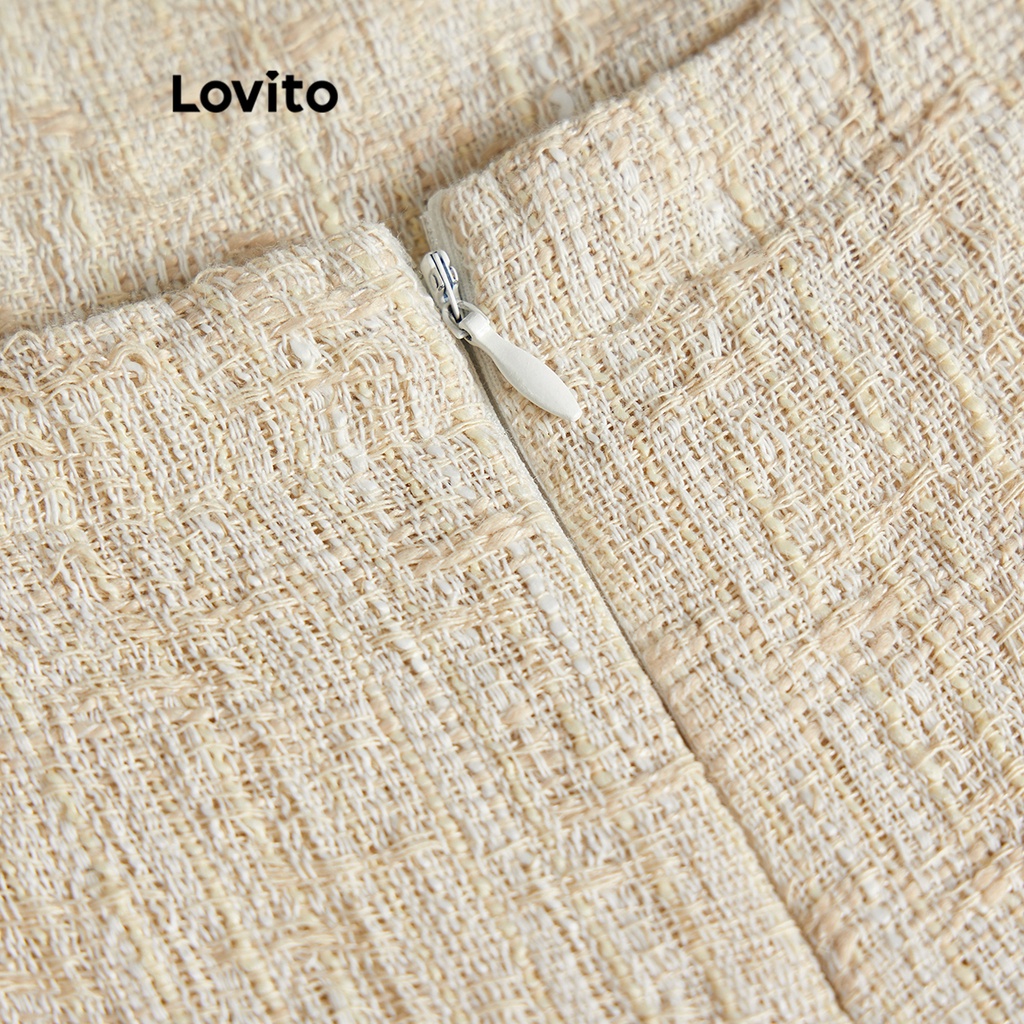 Jumpsuit Lovito chất vải jacquard có túi màu trơn thanh lịch cho nữ L65ED193