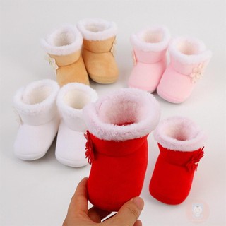 Giày bốt cổ cao đính hoa dễ thương cho bé gái sơ sinh 6 tháng tuổi