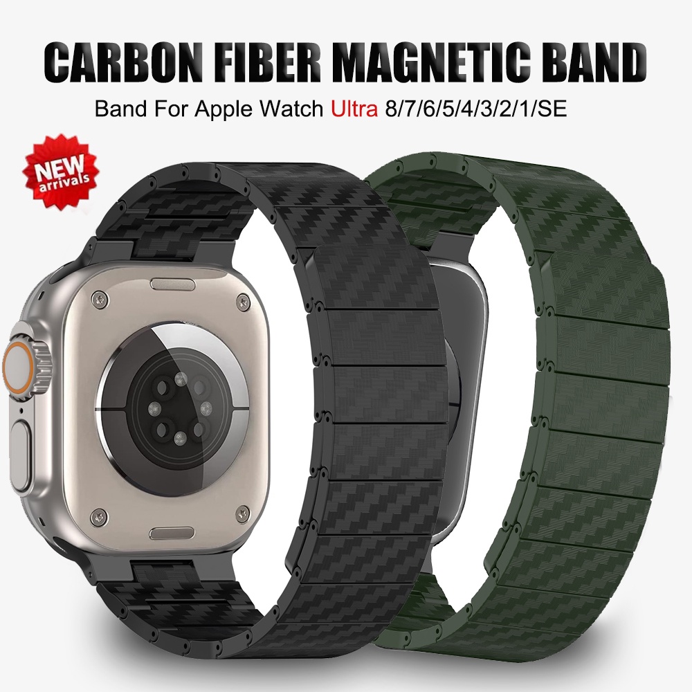 Dây Đeo Đồng Hồ Từ Tính Bằng Sợi Carbon Cho Apple watch series 8 7 6 ultra se 49mm 45mm 41mm i watch 5 4 3 2 44mm 42mm 40mm 38mm