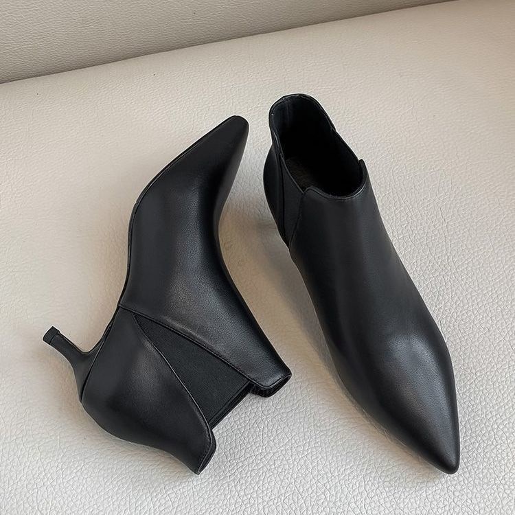 Giày Bốt Gót Thấp Mũi Nhọn Thời Trang Thu Đông Cho Nữ