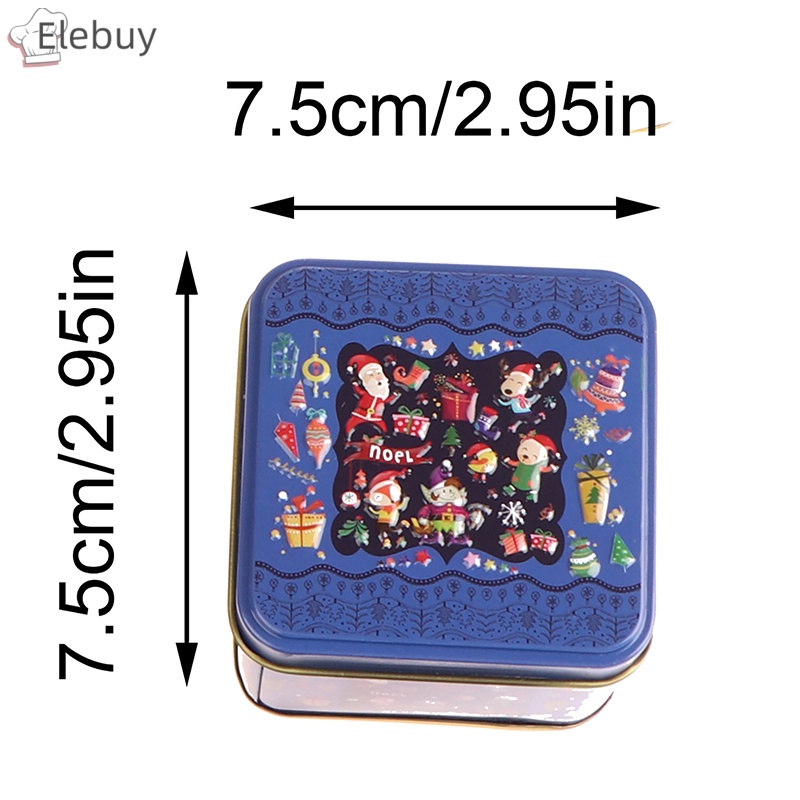 1 Hộp Kim Loại Nhỏ Hình Vuông Đựng Kẹo Giáng Sinh / Bánh Quy Trang Trí Năm Mới