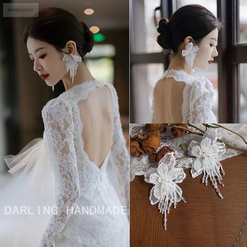 Mới Đầm Cưới Cô Dâu Phối Ren Hoa Thiết Kế Sang Trọng Quý Phái