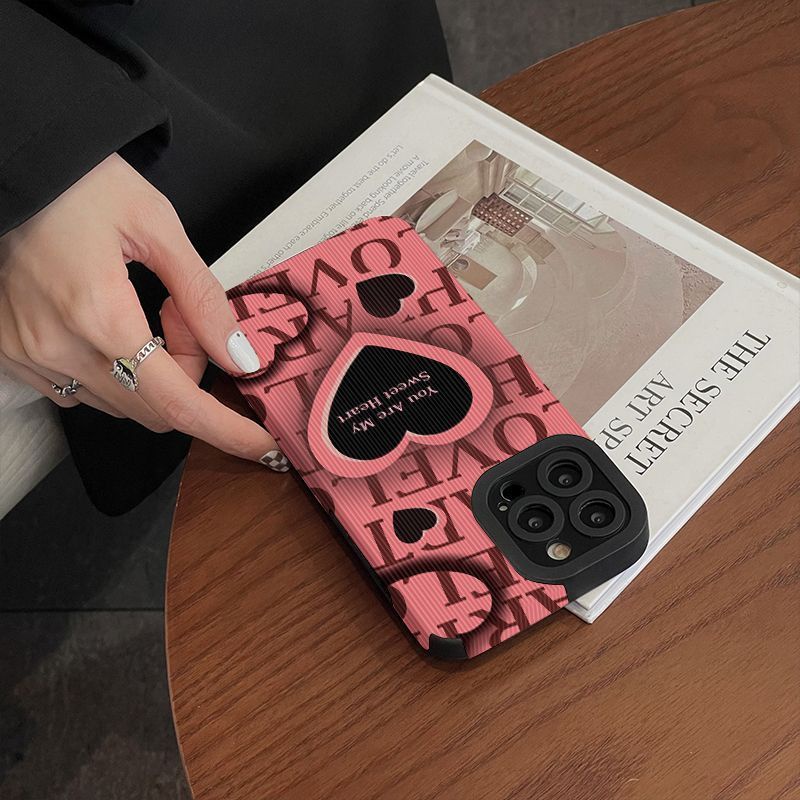 Ốp Điện Thoại Họa Tiết Trái Tim Kiểu Nhật Hàn Dễ Thương Cho Iphone 11promax 14 13 12 6s 8plus 15promax