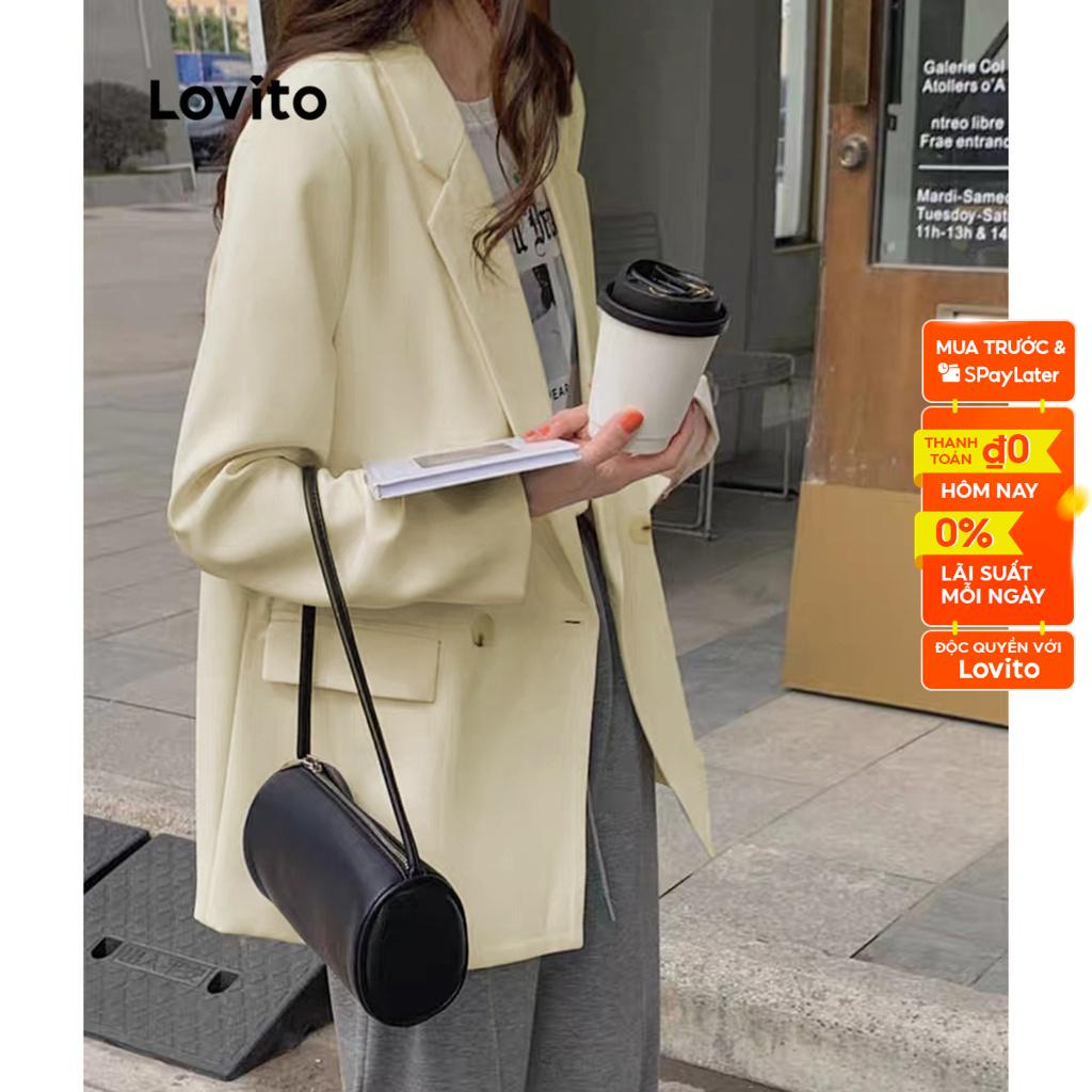 Áo blazer Lovito trơn phối nút phía trước cho nữ LNE11102 (màu mơ)