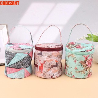 Abezant túi đựng kim chỉ đan len thủ công hình tròn có khóa kéo tiện dụng