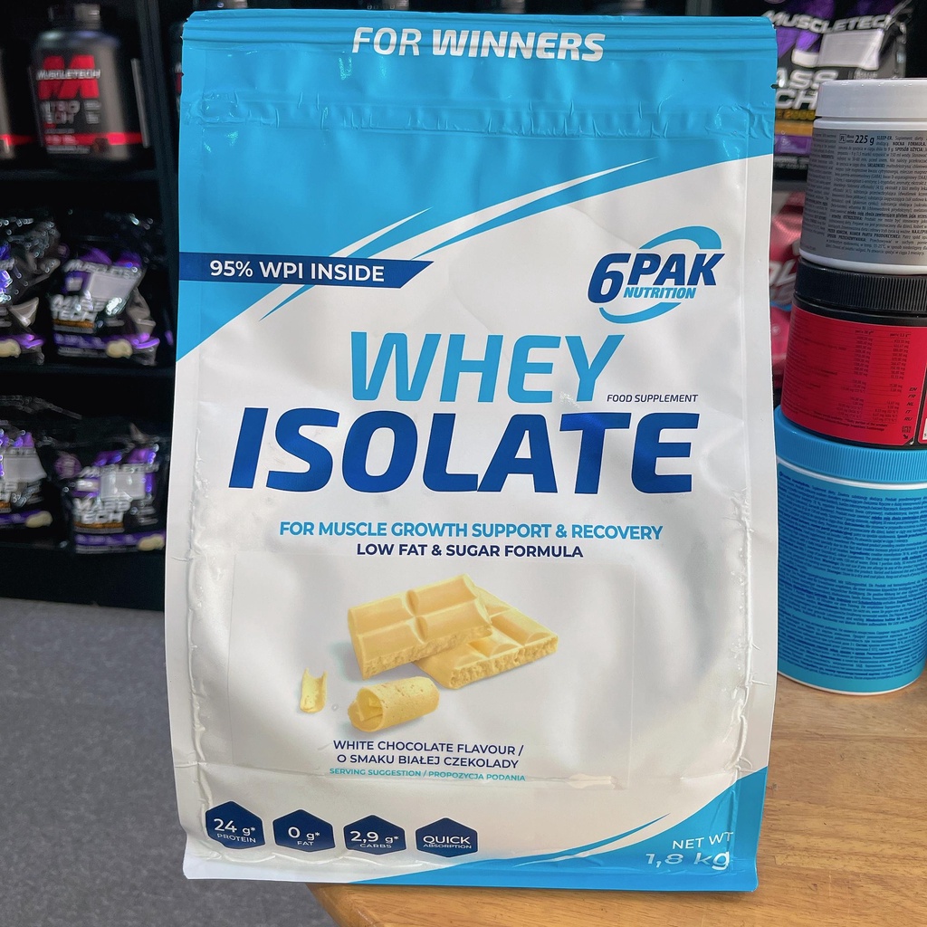 Sữa Tăng Cơ Giảm Mỡ 6PAK Whey Isolate 100 - Hộp 1800g - Nhiều Hương Vị - Thương Hiệu Trec Nutrition - Kèm Quà Tặng
