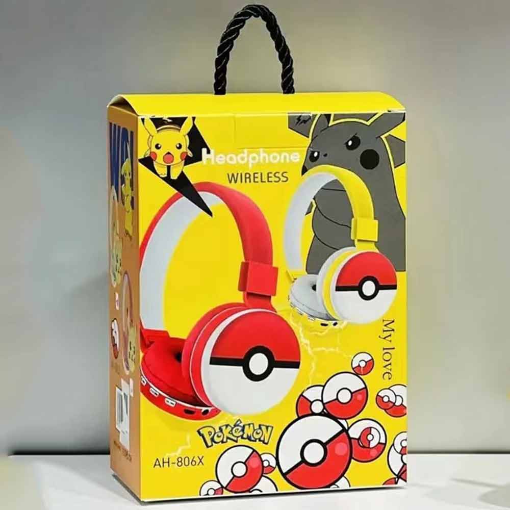 Pokemon Pikachu Bluetooth Headphone Wireless Headset Stereo Earphone Mic yellow