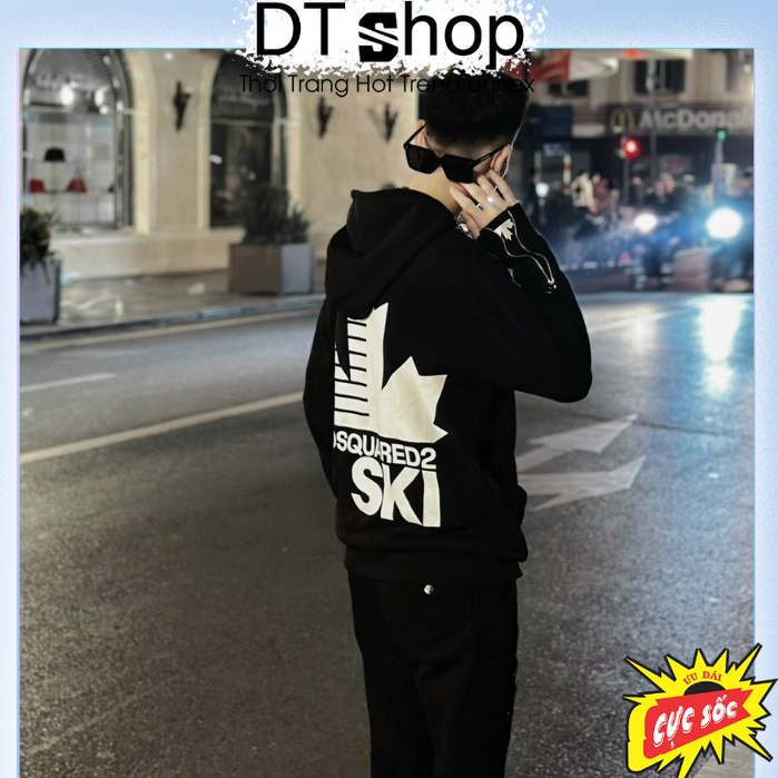 Áo Khoác Nỉ Lá Phong DSQ ❤ Áo Hoodie Khóa Kéo Dày Dặn Dáng Rộng Nam Nữ DTS753