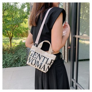 Túi vải canvas nữ nhẹ nhàng mới 2024, túi tote đeo vai mini nữ, túi đựng đồ ăn trưa in chữ