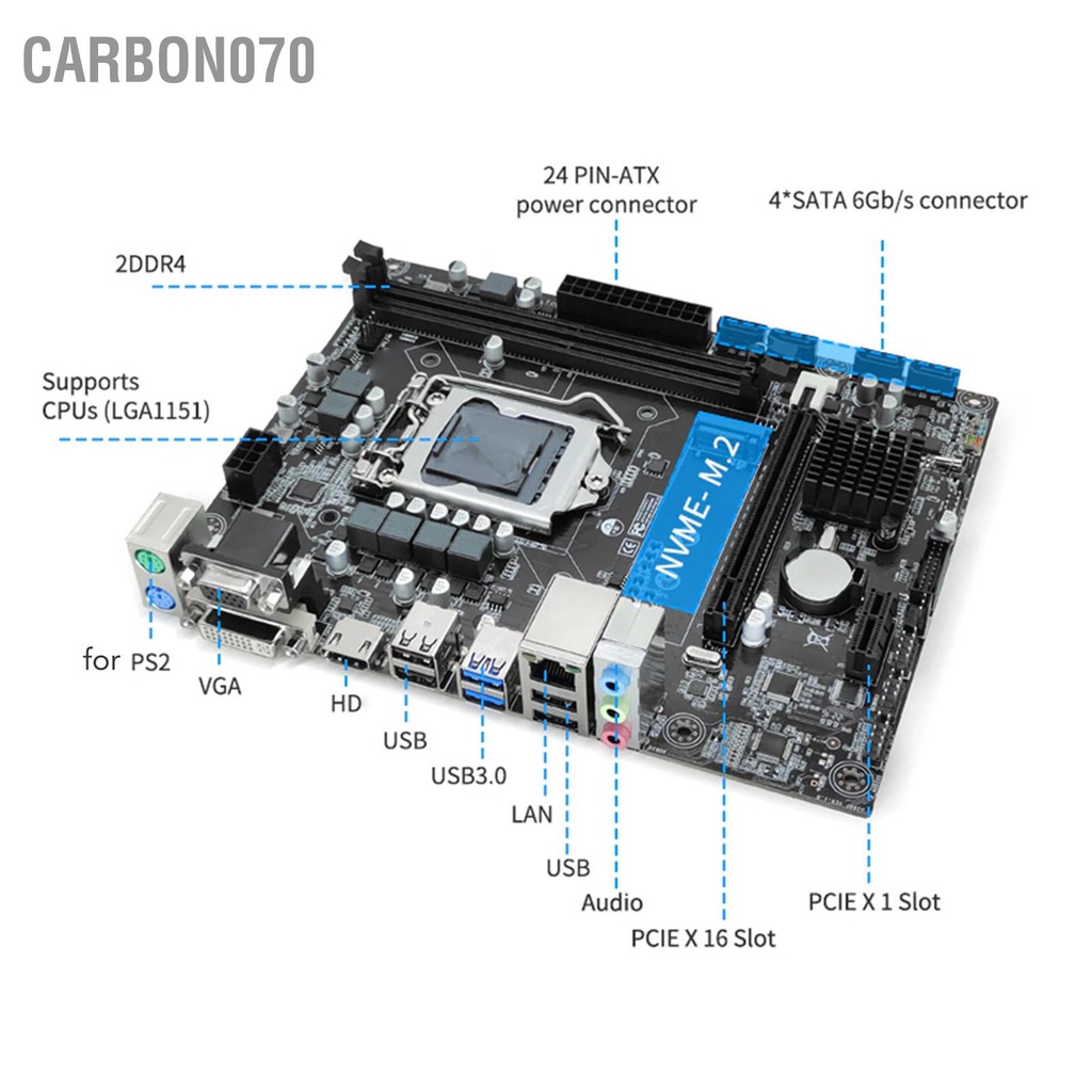 Carbon070 Bo mạch chủ H310 LGA 1151 hỗ trợ thế hệ thứ 8 9 cho Lvy Bridge bo Intel Core LGA1151 Micro ATX DDR4