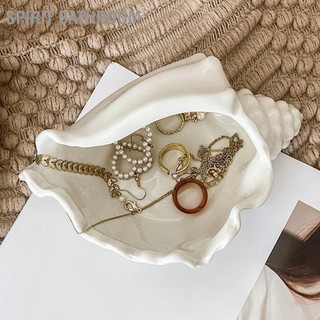 Khay gốm hình vỏ ốc xà cừ màu trắng đựng trang sức / chìa khóa