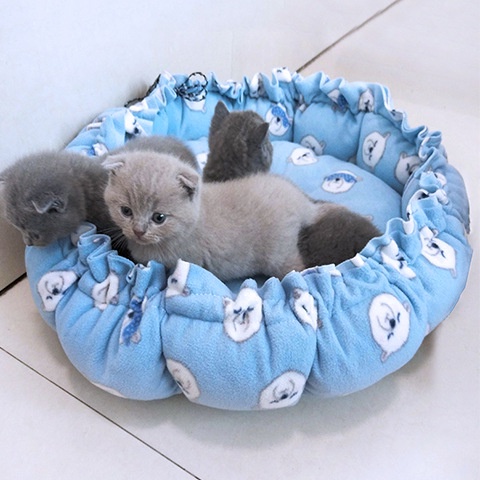 Đệm cho chó mèo hình tròn dây rút tiện lợi lót bông êm ái