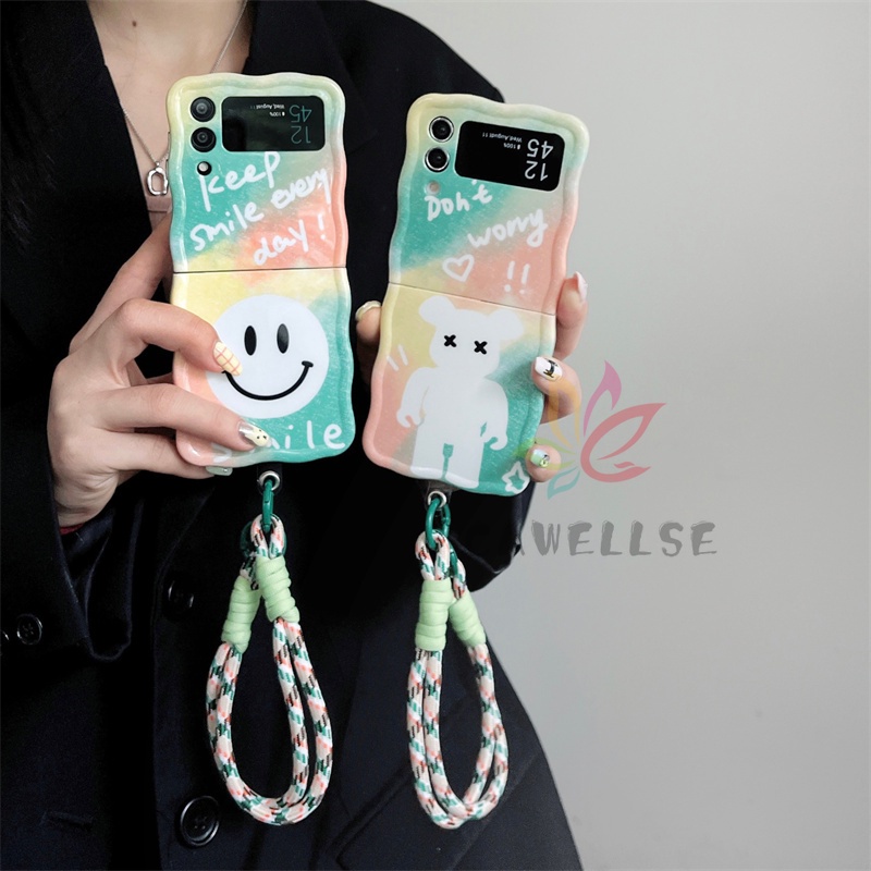 Ốp Điện Thoại tpu Silicon Mềm Họa Tiết Hoạt Hình Có Dây Đeo Cho samsung galaxy z flip 5 z flip 4 flip 3 4 5