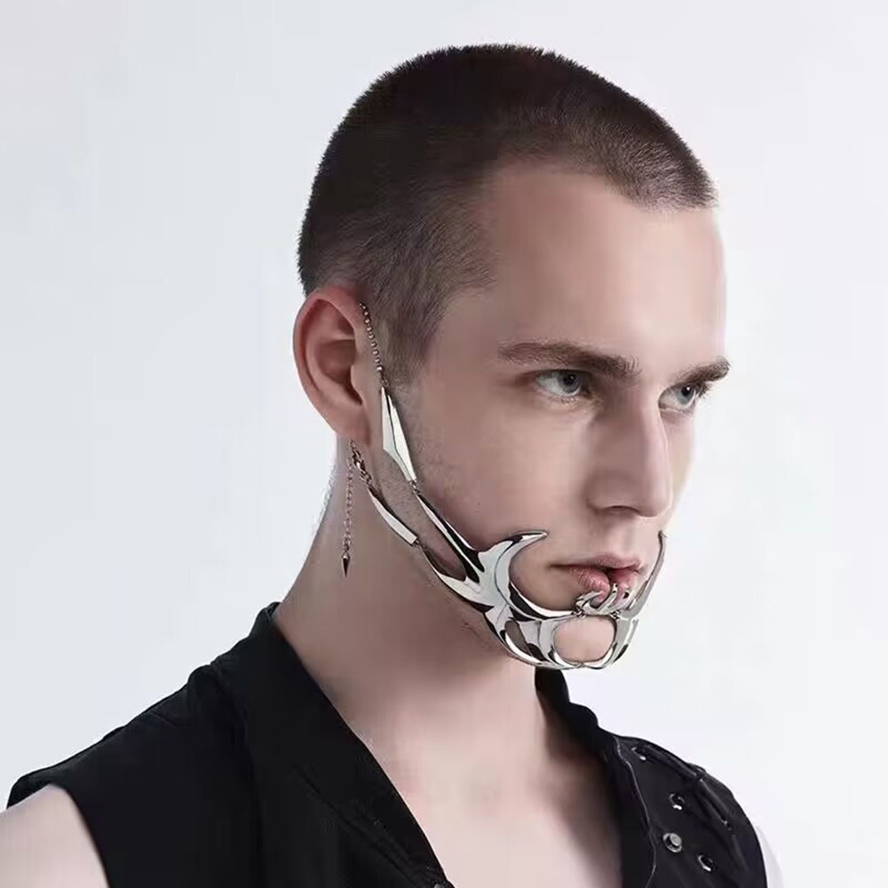 Bông Tai Hình Mặt Nạ Người Ngoài Hành Tinh Bằng Kim Loại Không Đều Phong Cách gothic punk Cho Nam Và Nữ