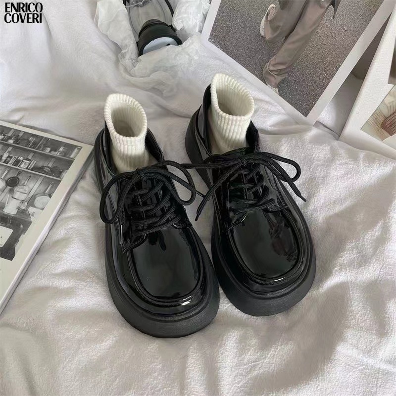 Pu Giày Lười Da Thời Trang Xuân Thu Hàn Quốc 2023