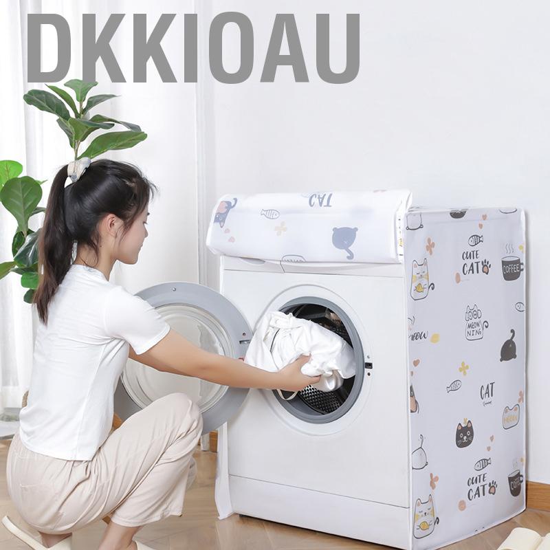 Dkkioau Dust Cover Cartoon Pattern Waterproof UV Resistance Anti Dirty Thickened for 10kg Washing Machine