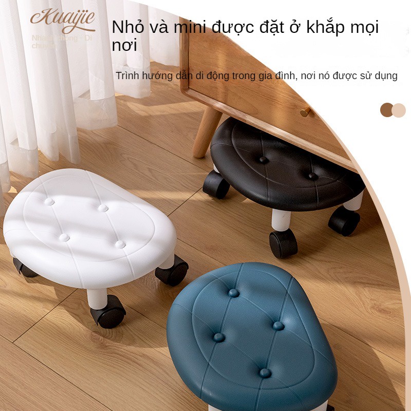 Ghế Đẩu Giả Da Thấp Có Bánh Xe Tháo Rời Được Thông Dụng Cho Phòng Khách / Phòng Ngủ Của Trẻ Em