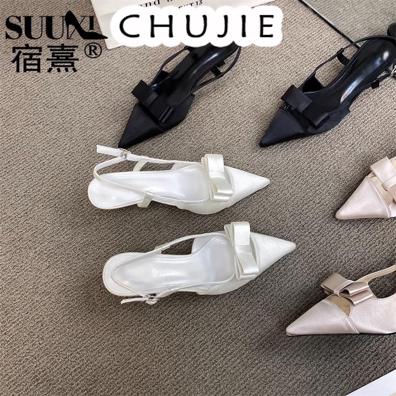 CHUJIE  dép sandal nữ đế cao giày cao gót nữ đi chơi giày sandal cao gót mũi nhọn 2023NEW mẫu mới FPD23912ED 37Z230915