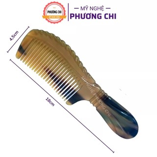 Lược chải tóc sừng trâu chuôi cầm loại đẹp dài 18cm, lược chải tóc gỡ rối massage đầu | PHUONGCHISTORE