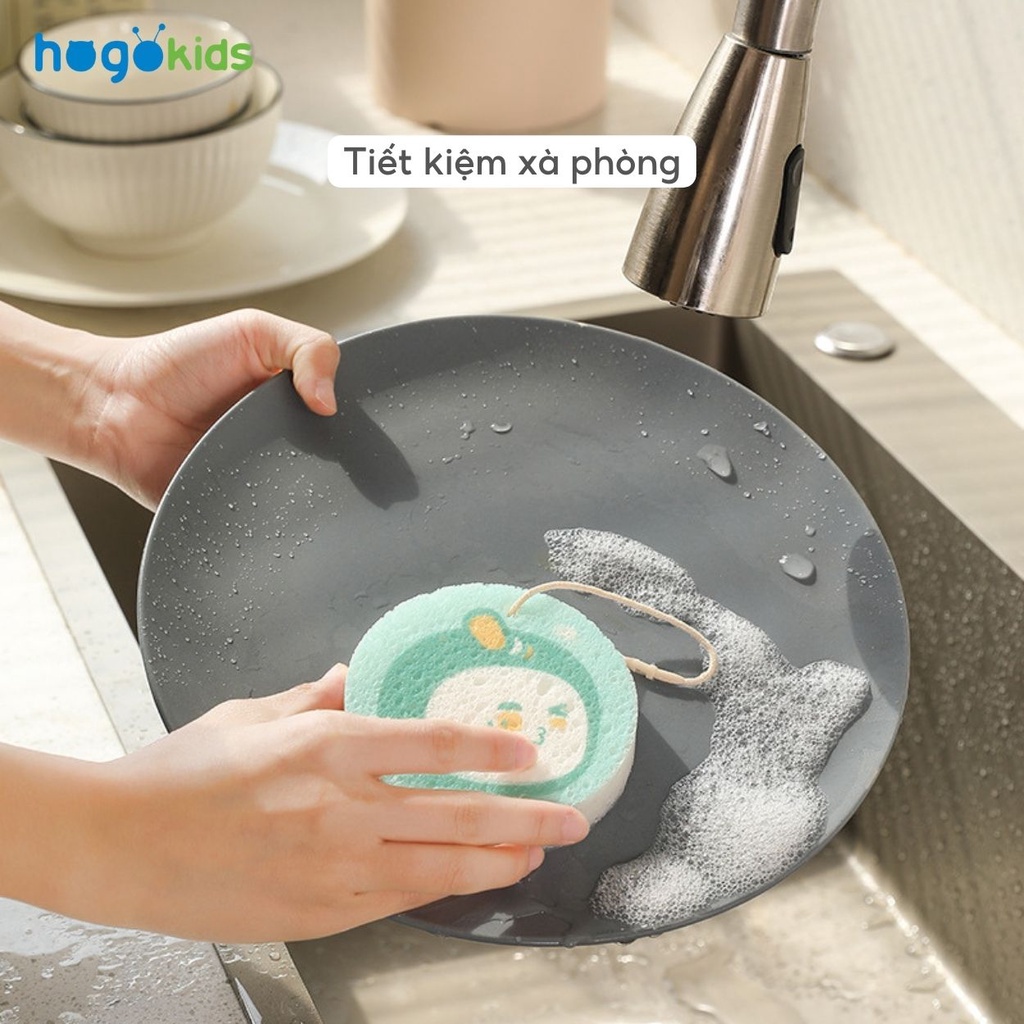 Mút Rửa Chén Bát Ăn Dặm Dạng Nén Hogokids Chất Liệu Bột Gỗ Tự Nhiên