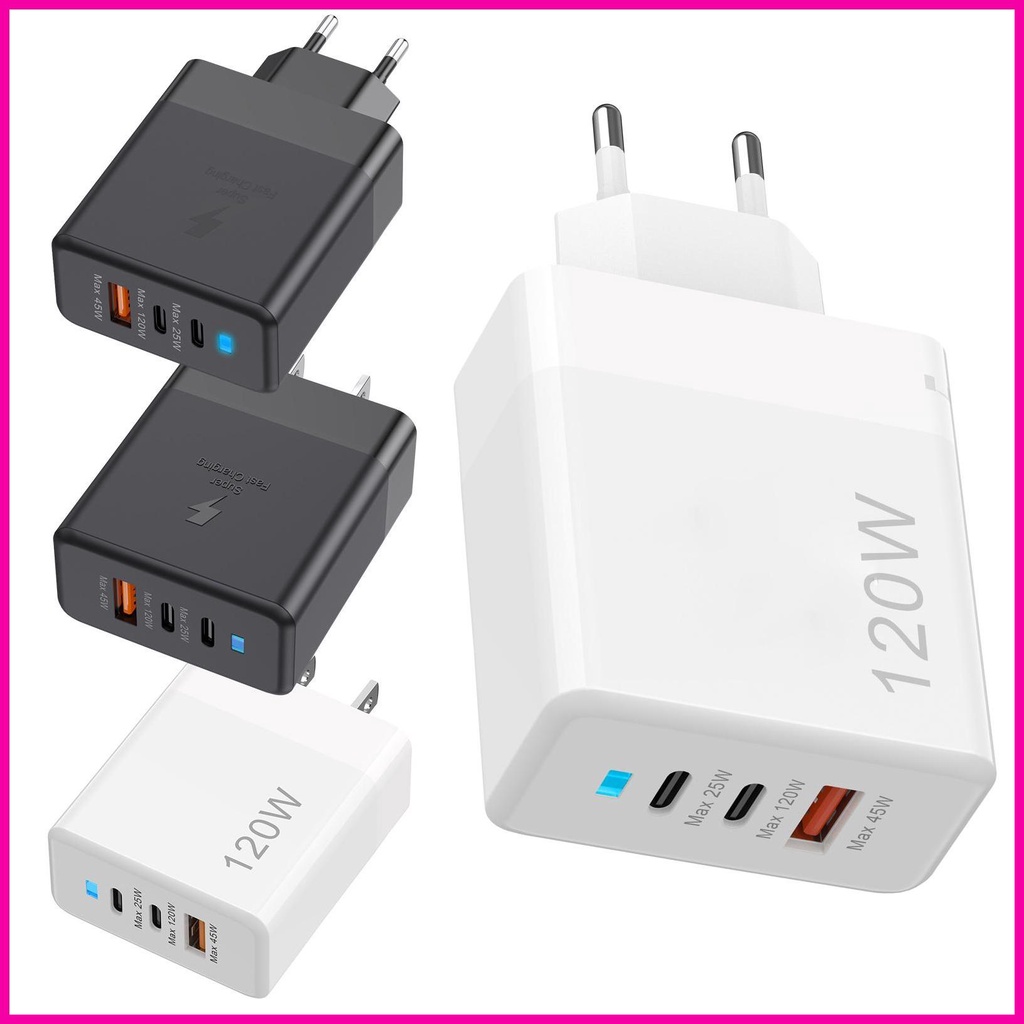 Cục Sạc Nhanh 120W USB C 120W Hai Cổng USB Có Đèn Báo Hiệu Cho Laptop Llrnvn