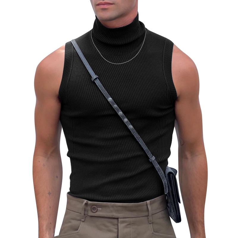 Áo Ba Lỗ Cổ Cao Màu Trơn Thời Trang Vintage Cho Nam