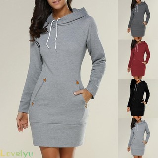 ⭐LOVE⭐ Hoodie 1PC Bodycon Casual Dress Ladies Loose Long Sleeve Pullover Regular