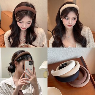 Băng Đô Cài Tóc Xốp Dày Màu Cà Phê Sữa Phong Cách Hàn Quốc Đơn Giản Dành Cho Nữ