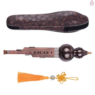 Cucurbit Nhôm sáo Mạ Đồng Cho Trung Quốc Mang Theo Nghiệp dư Có Hộp Đựng 3 Tông Chữ C Âm Nhạc Hulusi Nút Thắt Truyền Thống Người Mới Bắt Đầu Ống FLP Nhạc Cụ
