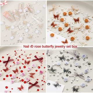 Phụ kiện trang trí móng tay hình hoa hồng và bướm diy độc đáo