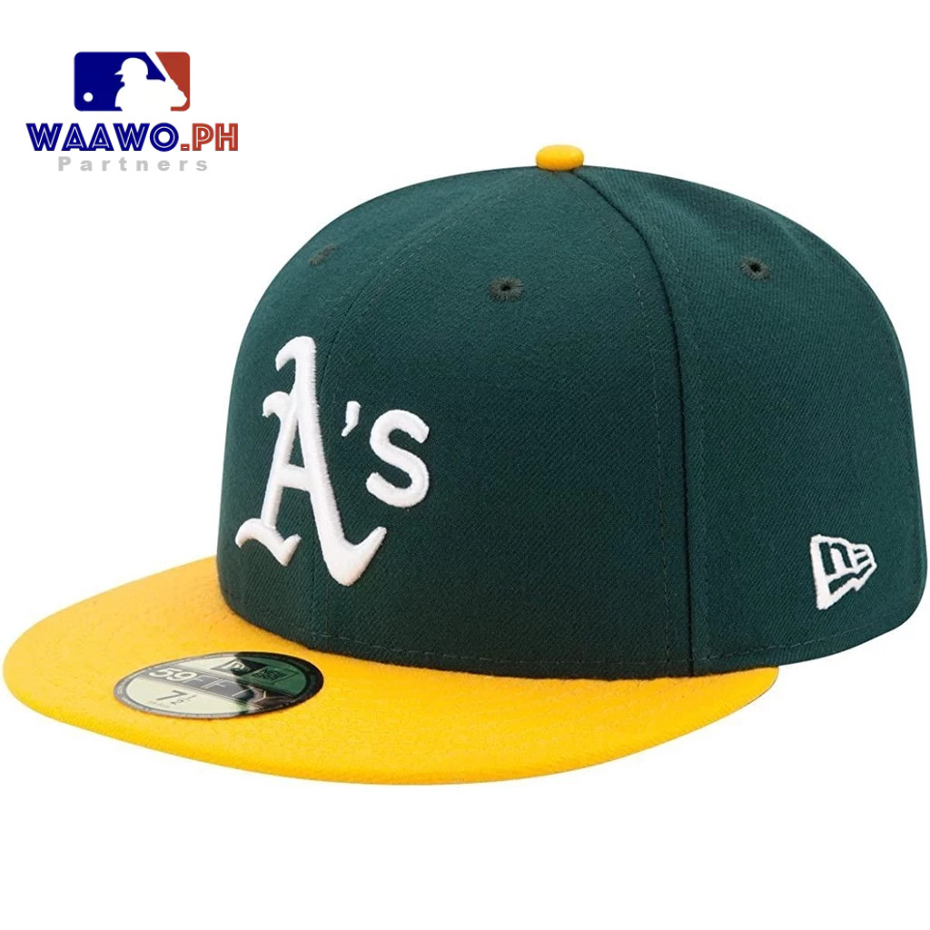 Mlb Oakland Vận Động Viên Mũ Full Seal Flat Vành Mũ Bóng Chày Unisex Thể Thao Kích Thước Mũ Vàng Xanh Colorblock Snapback Cap