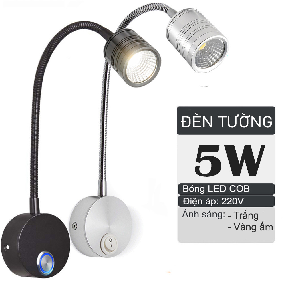 Đèn Led soi tranh trang trí, Đọc sách Gắn tường 5W, Ánh sáng chiếu rọi điểm (3000K) Thân đèn Kim loạ
