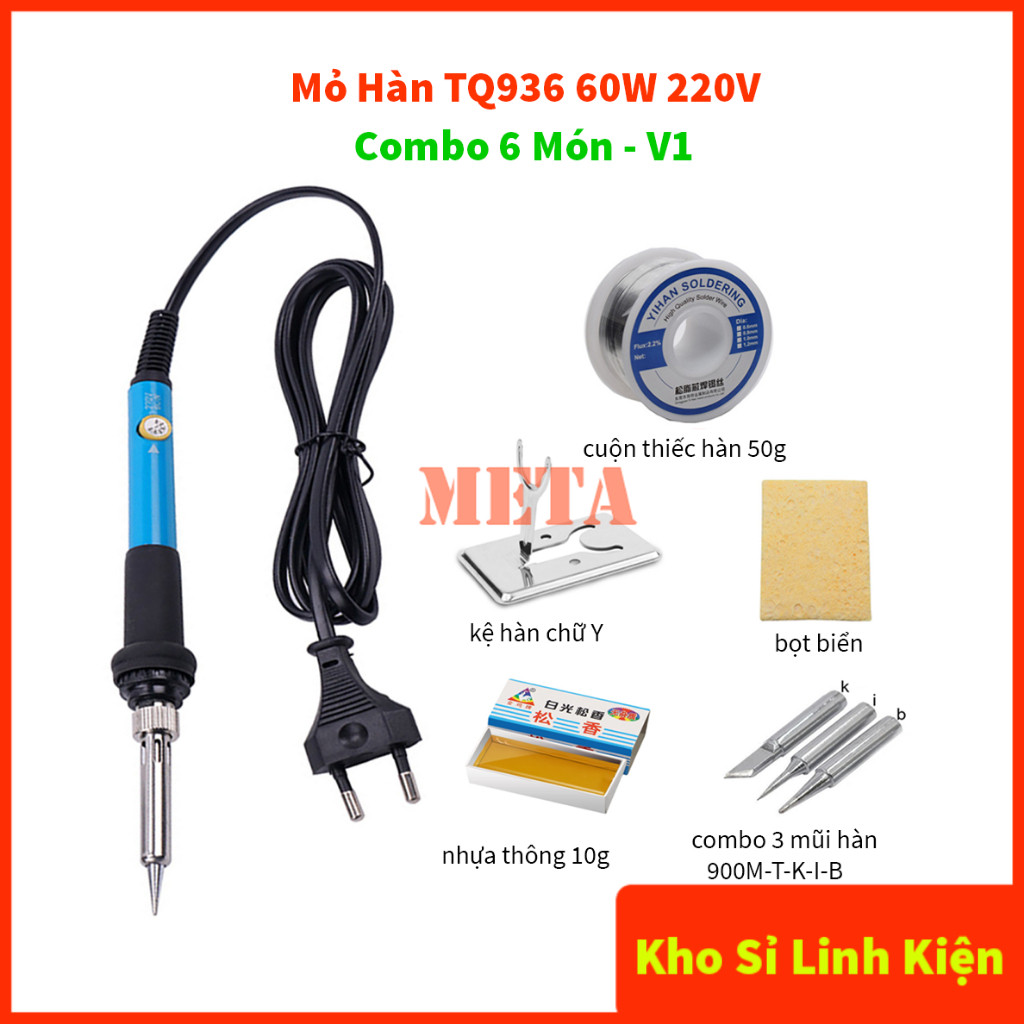 Mỏ Hàn TQ936 60W 220V có núm điều chỉnh nhiệt độ, Máy Hàn TQ936 - Mỏ hàn 936, máy hàn 936, tay hàn T