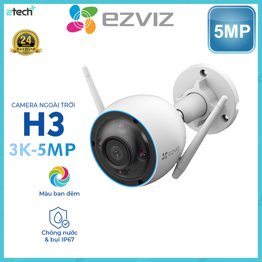 Camera WiFi EZVIZ H3 3K 5MP Có Màu Ban Đêm Đàm Thoại 2 Chiều