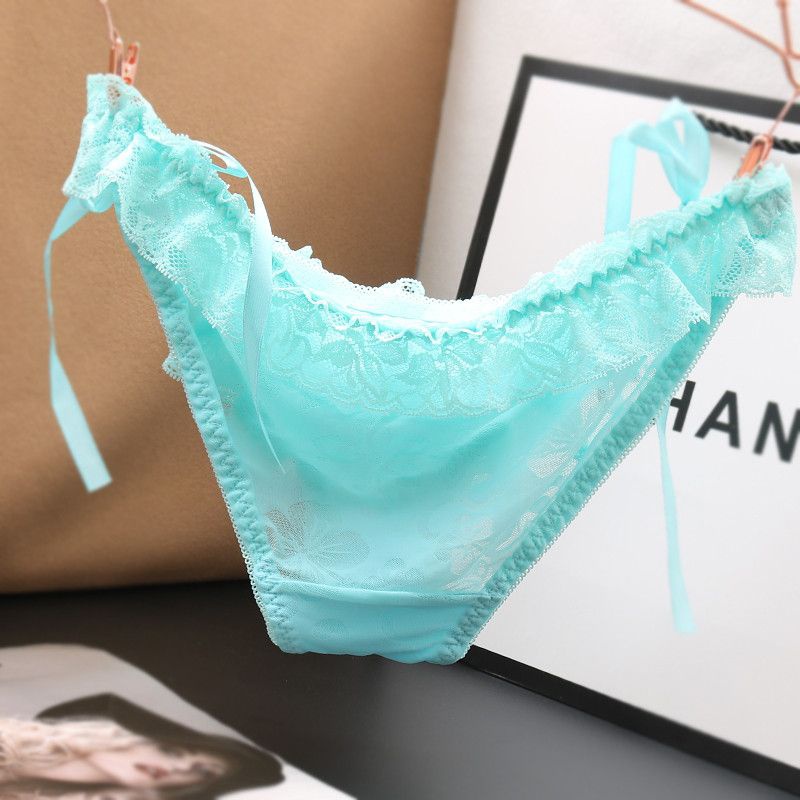 Quần Lót cotton Lưng Thấp Phối Ren Đính Nơ Quyến Rũ Phong Cách Nhật Bản
